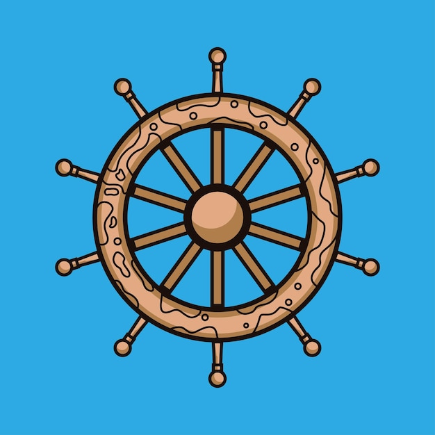 Ilustración de mascota de icono de rueda de barco