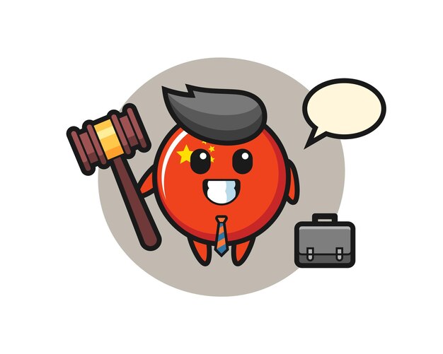 Ilustración de la mascota de la insignia de la bandera china como abogado