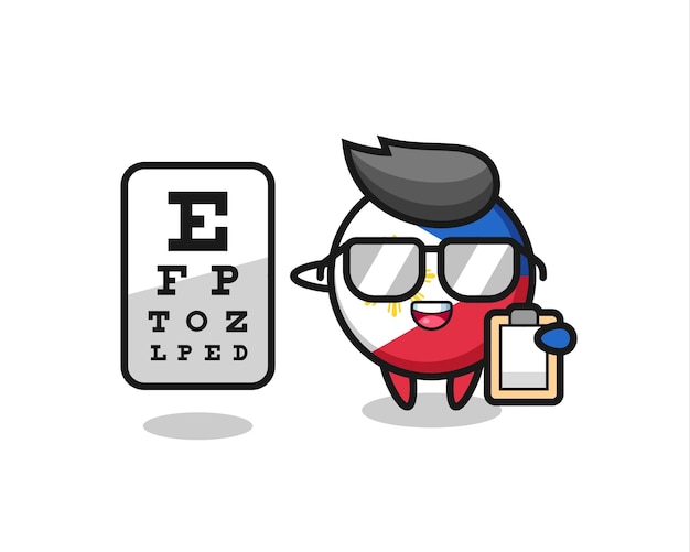 Ilustración de la mascota de la insignia de la bandera de filipinas como oftalmología