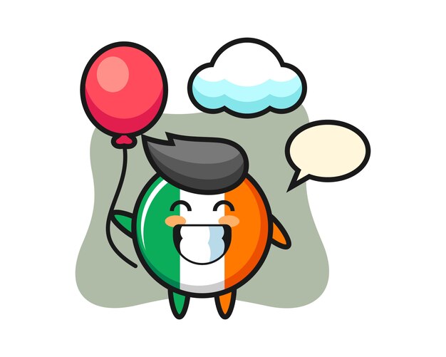 La ilustración de la mascota de la insignia de la bandera de irlanda está jugando el globo