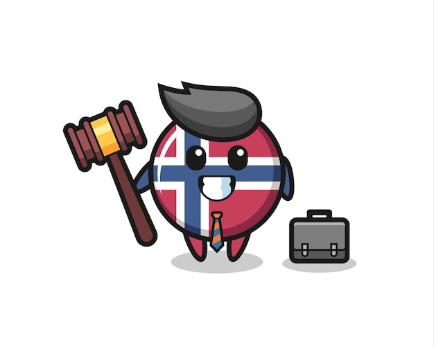 Ilustración de la mascota de la insignia de la bandera de noruega como abogado