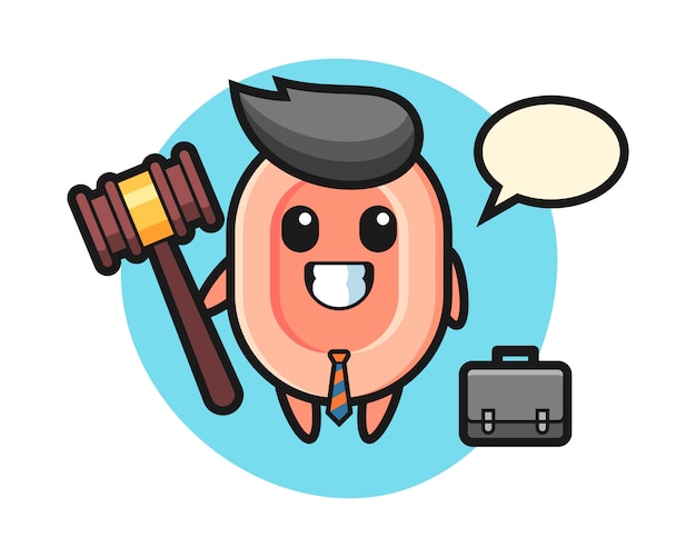 Ilustración de la mascota de jabón como abogado, estilo lindo para camiseta, pegatina, elemento de logotipo