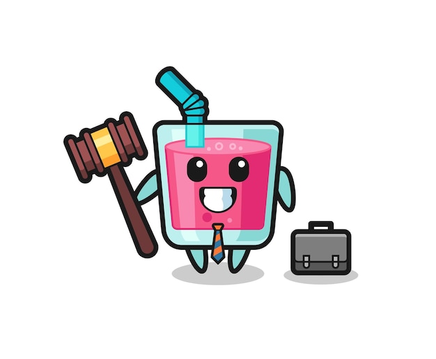 Ilustración de la mascota del jugo de fresa como abogado.