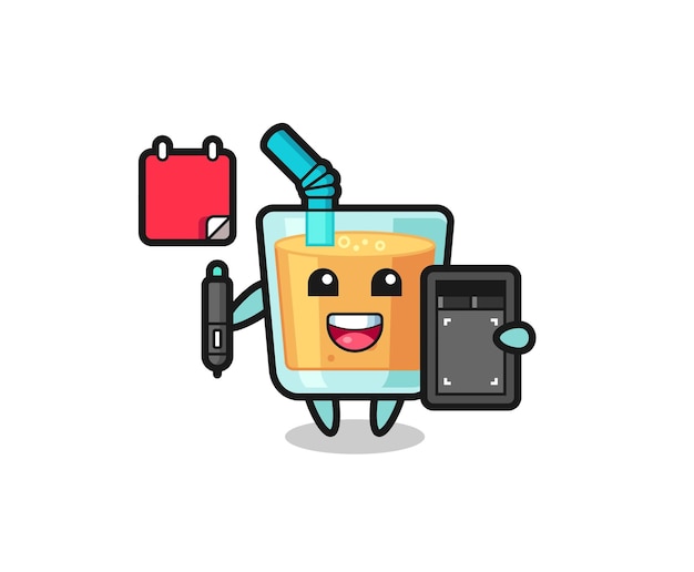 Ilustración de la mascota del jugo de naranja como diseñador gráfico