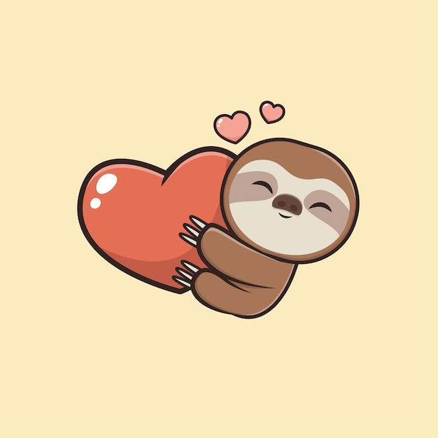Ilustración de mascota Kawaii Cute Animal Sloth
