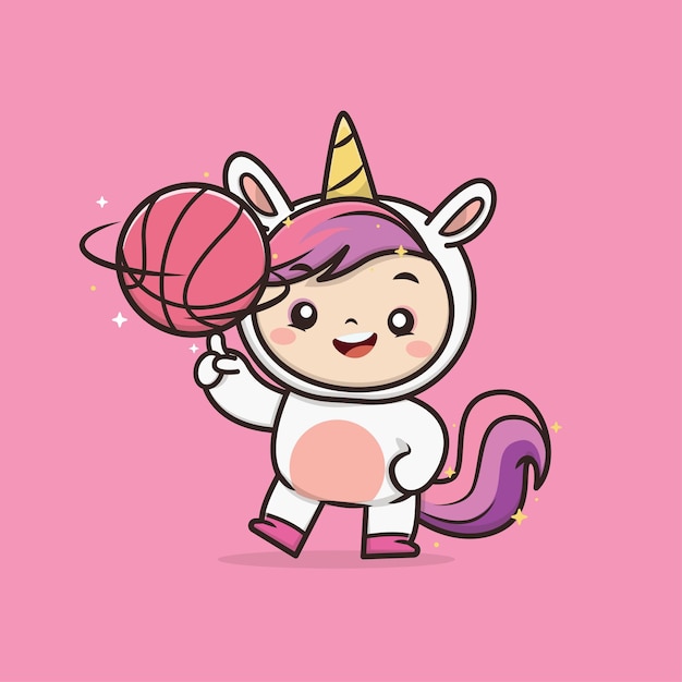 Ilustración de mascota de Kawaii Cute Animal Unicorn Icon