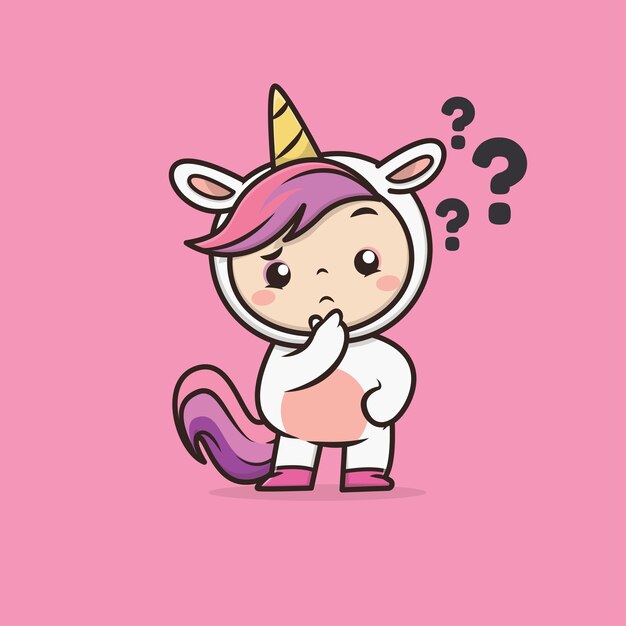 Ilustración de mascota Kawaii Cute Animal Unicorn