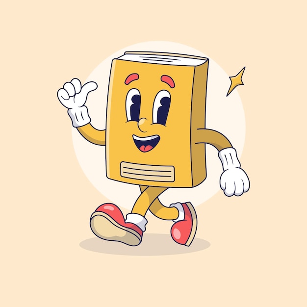 Ilustración de la mascota del libro en color Retro