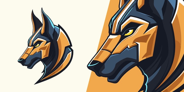 Ilustración de la mascota del logotipo de Anubis el Guardián Divino para deportes profesionales y juegos de eSport