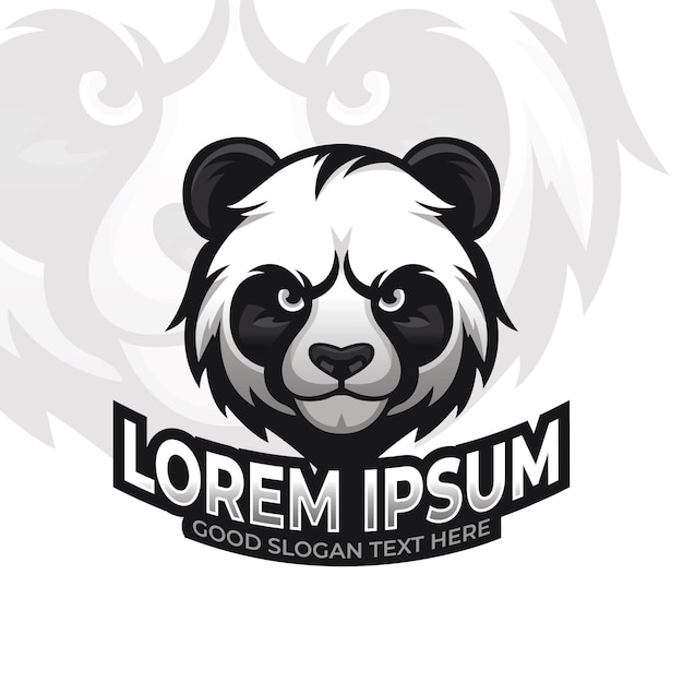 Vector ilustración de la mascota del logotipo de la cabeza de panda diseño de logotipo de icono de bambú de panda bonito aislado en fondo blanco