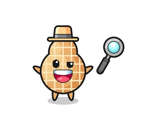 Ilustración de la mascota del maní como detective que logra resolver un caso