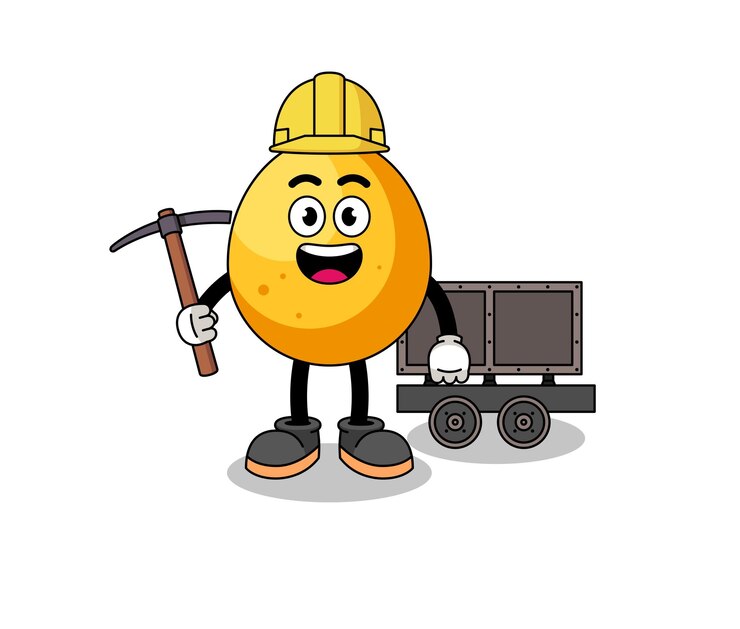 Vector ilustración de la mascota del minero de huevos de oro