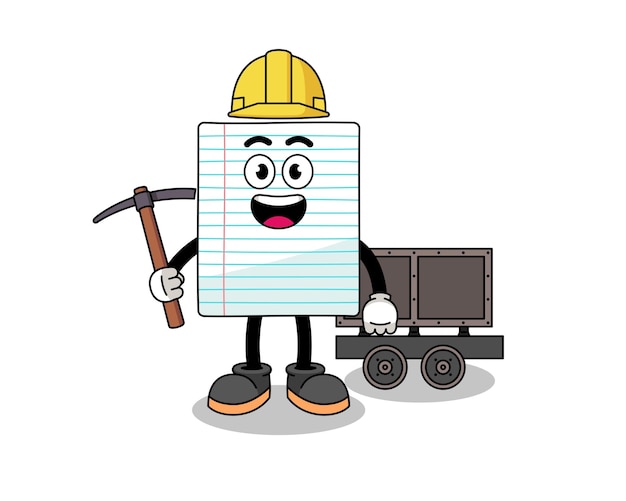 Ilustración de la mascota del minero de papel