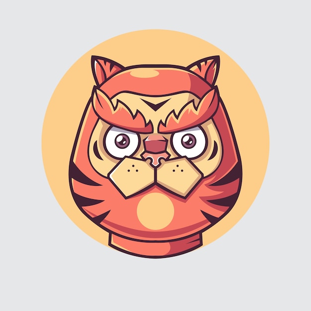 Vector ilustración de mascota de muñeca de tigre daruma