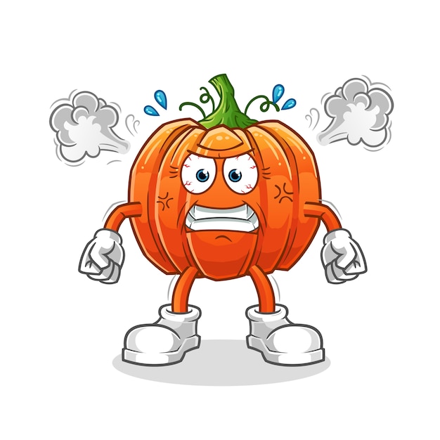 Ilustración de mascota muy enojada de calabaza