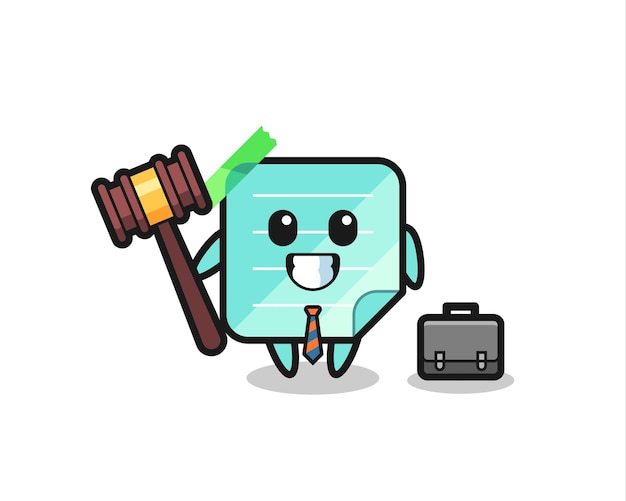 Ilustración de la mascota de notas adhesivas como abogado