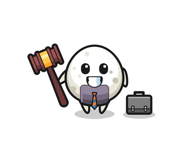 Ilustración de la mascota onigiri como un diseño de estilo lindo abogado para el elemento del logotipo de la etiqueta de la camiseta