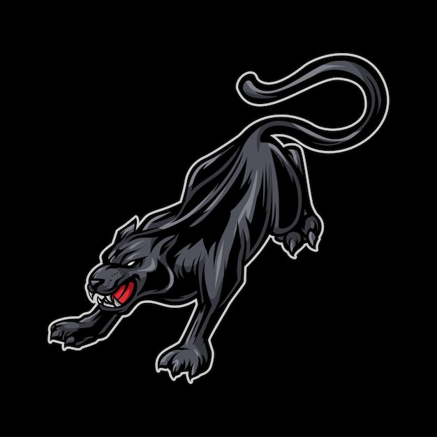 Ilustración de mascota de pantera negra enojada