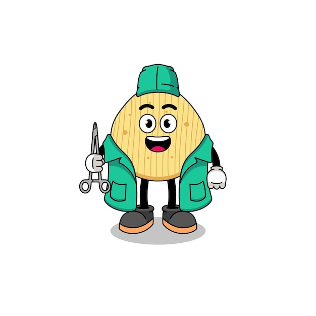 Ilustración de la mascota de papas fritas como diseño de personajes de cirujano
