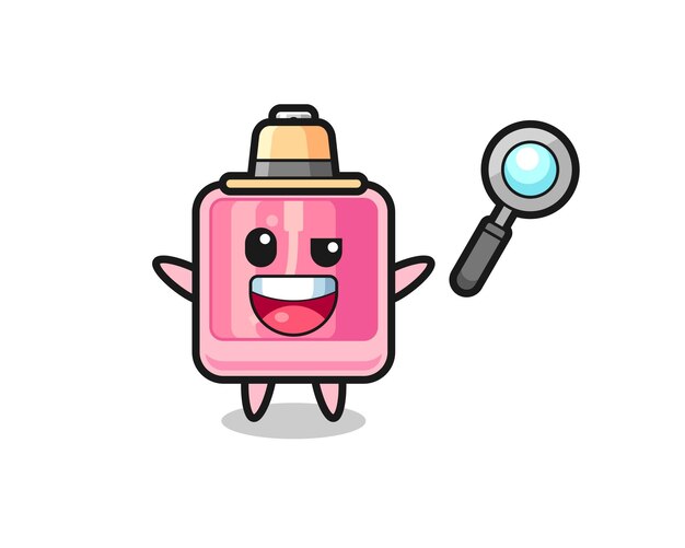 Ilustración de la mascota del perfume como un detective que logra resolver un caso.