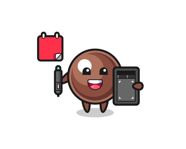Ilustración de la mascota de la perla de tapioca como diseñador gráfico