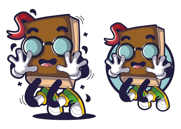 Ilustración de mascota de personaje de dibujos animados de libro
