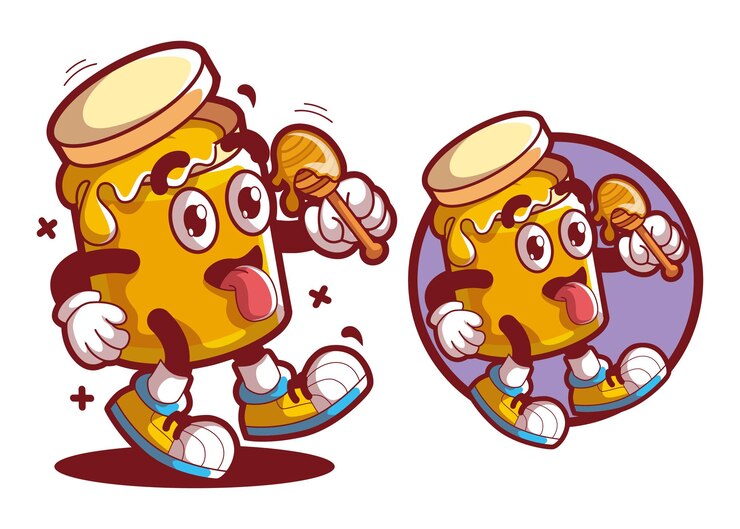 Ilustración de mascota de personaje de dibujos animados de miel