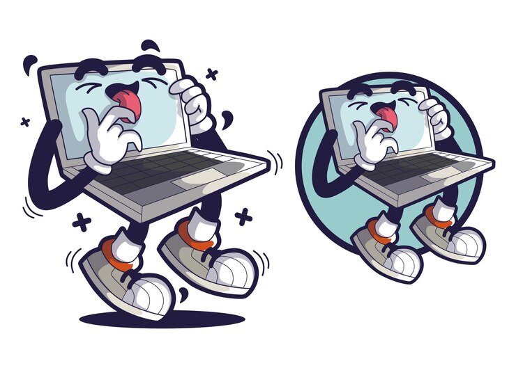 Ilustración de mascota de personaje de dibujos animados portátil