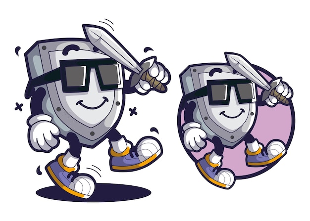 Ilustración de mascota de personaje de dibujos animados de Shiled