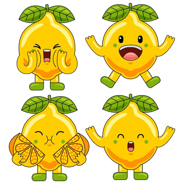Ilustración de la mascota del personaje de la fruta del limón