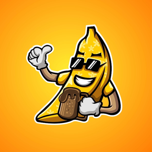 Ilustración de mascota de plátano y chocolate