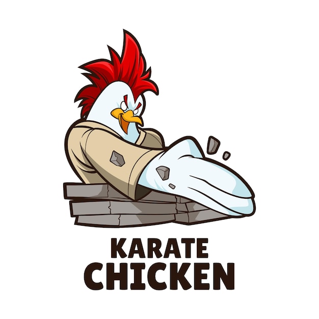 Vector ilustración de mascota de pollo de karate