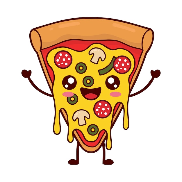 Ilustración de la mascota de las rebanadas de pizza
