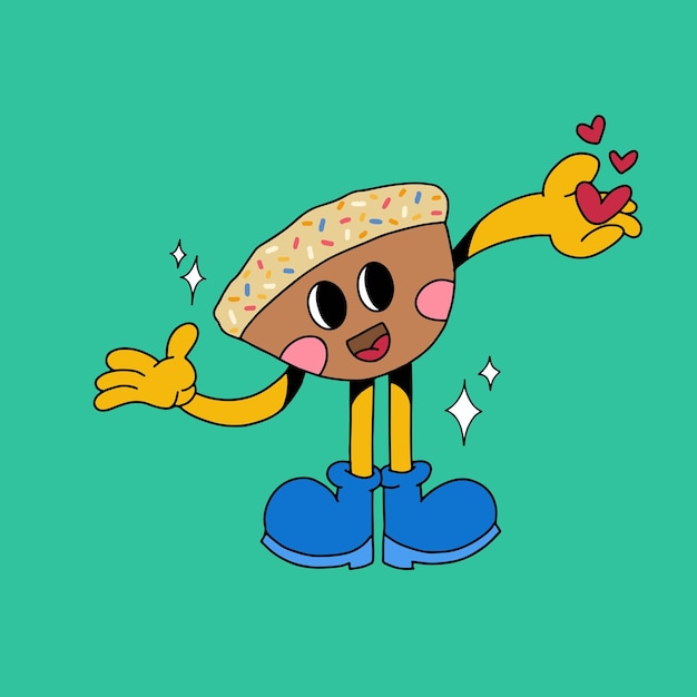 Ilustración de mascota retro con diseño tradicional de personajes de pasteles