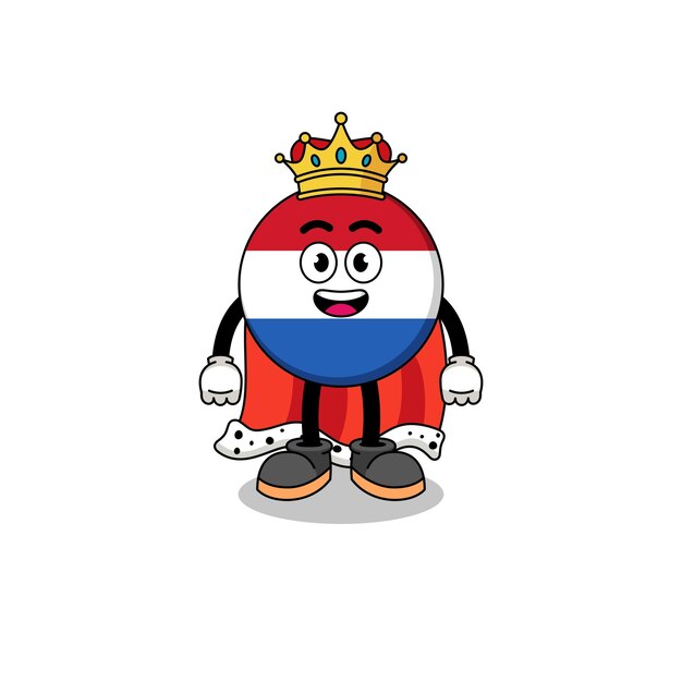 Ilustración de la mascota del rey de la bandera de holanda