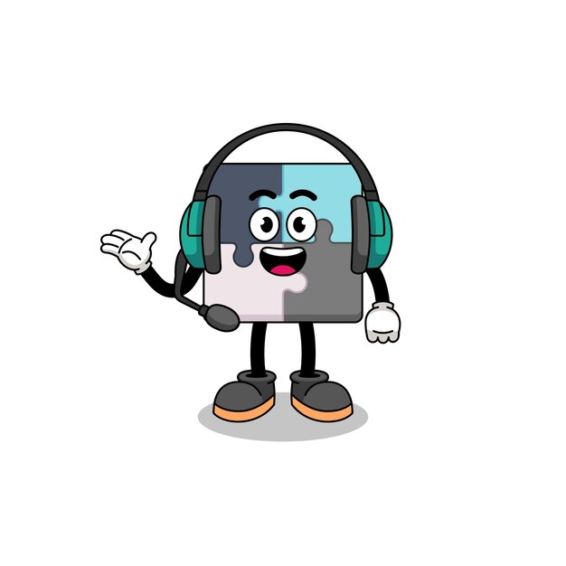 Ilustración de mascota de rompecabezas como diseño de personajes de servicios al cliente