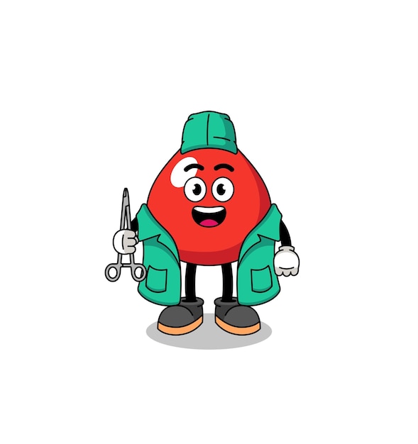 Ilustración de mascota de sangre como diseño de personajes de cirujano