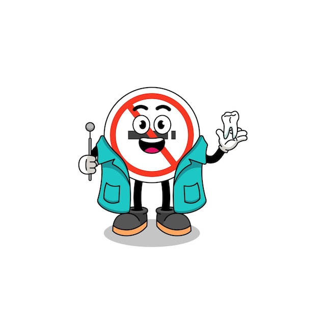 Ilustración de la mascota de la señal de prohibido fumar como diseño de personajes de dentista