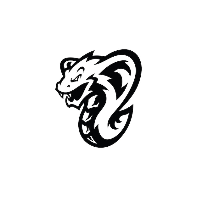 Ilustración de la mascota de la serpiente Cobra serpiente en color negro