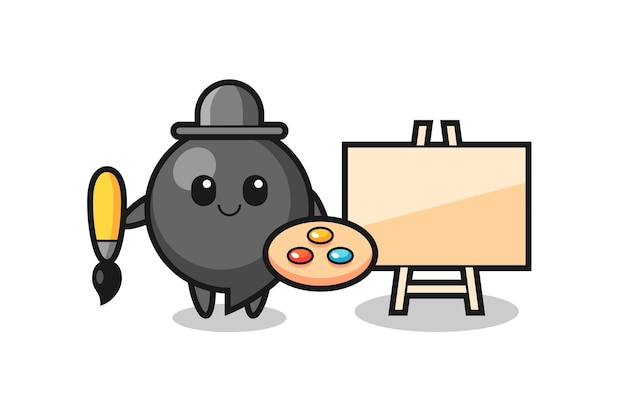 Ilustración de la mascota del símbolo de coma como pintor