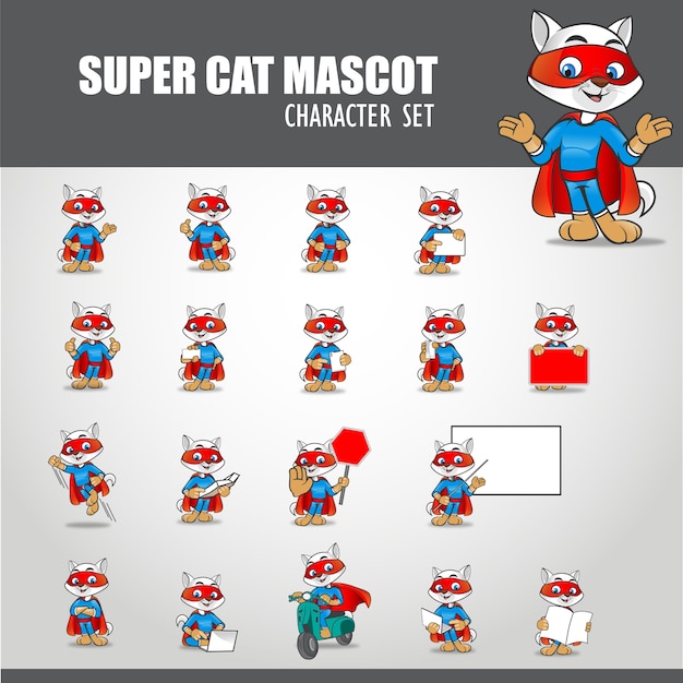 Ilustración de mascota super gato