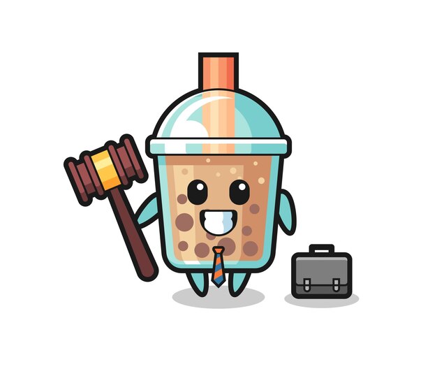 Ilustración de la mascota del té de burbujas como abogado