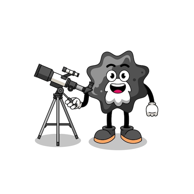 Ilustración de mascota de tinta como astrónomo