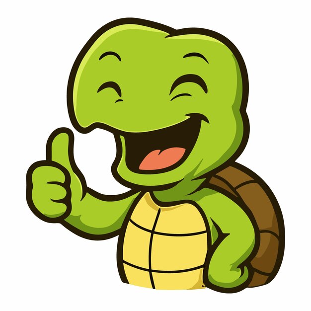 Ilustración de la mascota de la tortuga con el pulgar hacia arriba