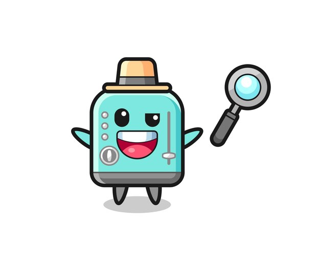 Ilustración de la mascota tostadora como detective que logra resolver un caso