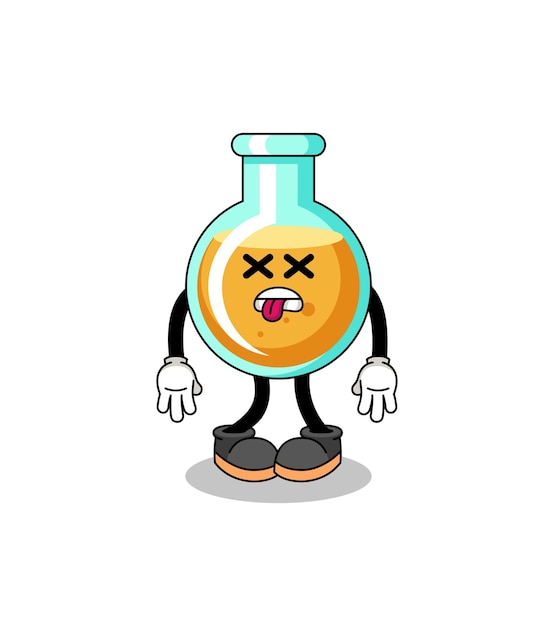 La ilustración de la mascota de los vasos de laboratorio está muerta