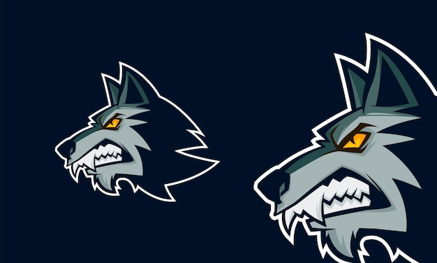 Ilustración de mascota de vector de logotipo premium de cabeza de lobo enojado