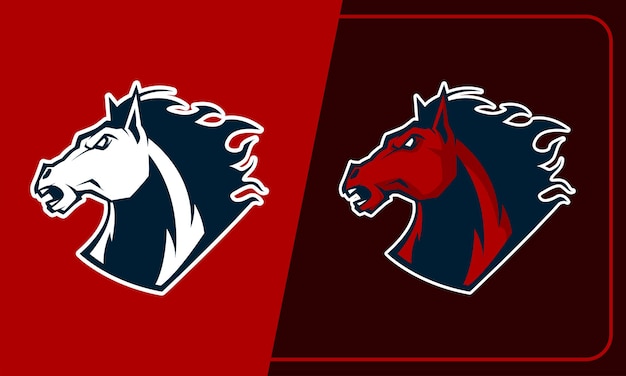 Ilustración de mascota de vector premium de cabeza de mustang enojado