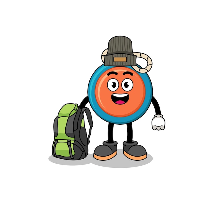 Vector ilustración de la mascota yoyo como excursionista
