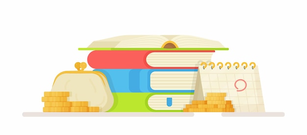 Ilustración de la matrícula universitaria del cambio de dinero Preparación para los exámenes Sitio para el pago de la universidad